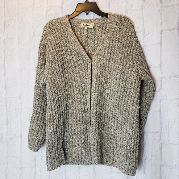 L.L. Bean Women's Textured Knit Cardigan - Gray - Picture 1 of 6